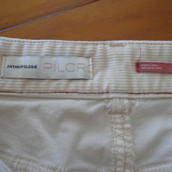 NWT Anthropologie Pilcro Slim Boyfriend Corduroy Pant 27P Cream - Picture 4 of 16